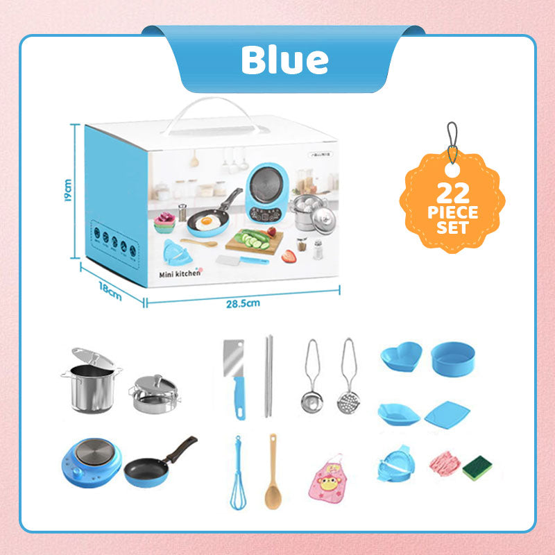 👧🏻 60% DI SCONTO! 🎉 Mini Cucina Giocattolo 22 Pezzi – Effetti Sonori/Luci, Sviluppo Cognitivo & Gioco Realistico 🍳📦