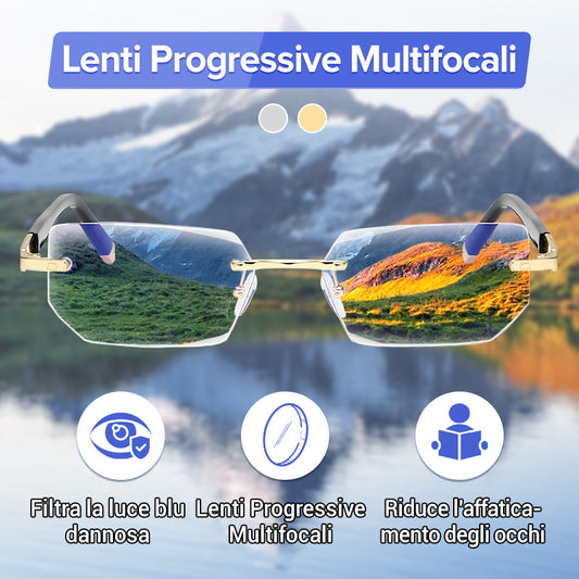 💖Acquista 1 e ricevi 1 gratis🔥Occhiali da lettura progressivi con elevata durezza e anti luce blu per l'uso da lontano e da vicino