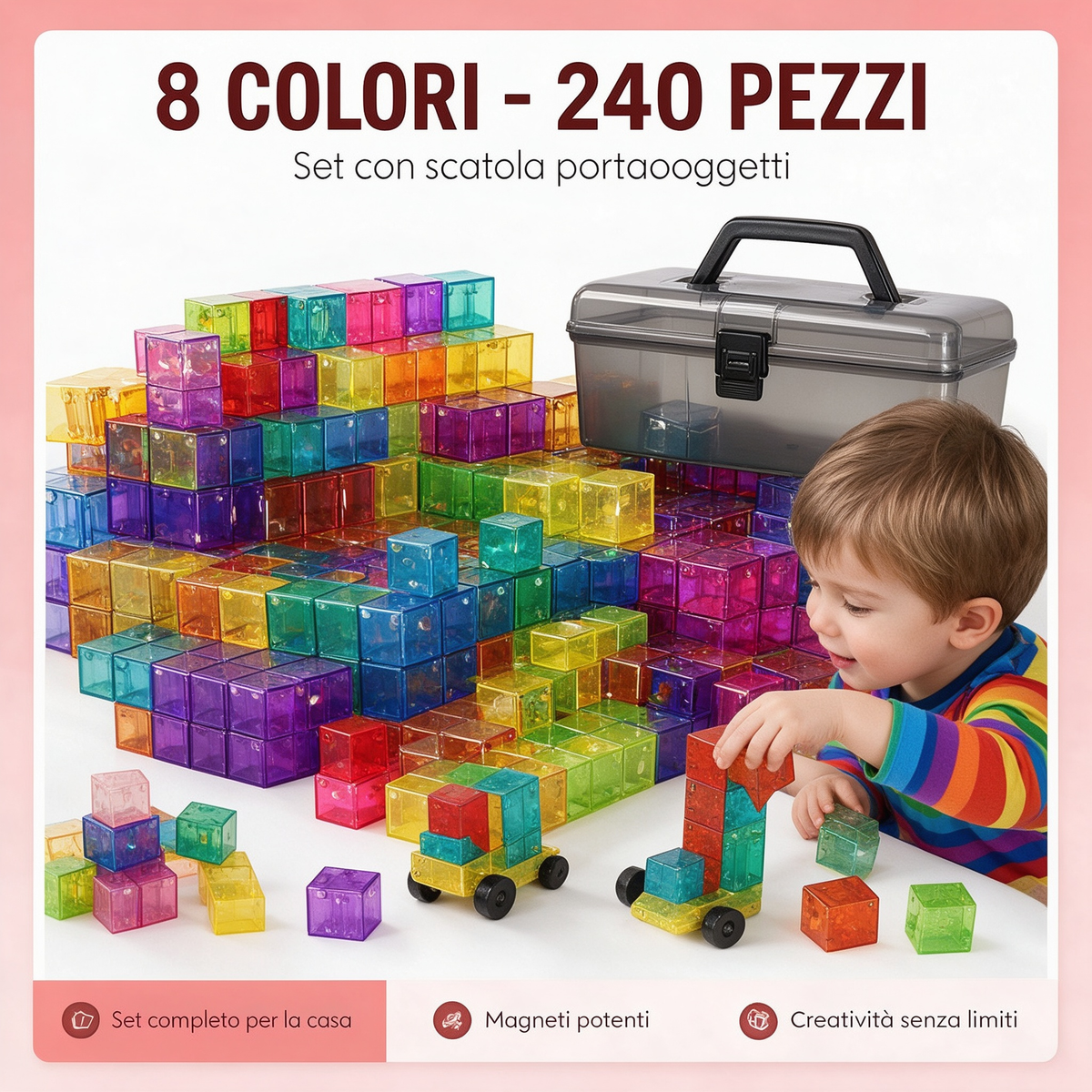 🏗️ Set di blocchi magnetici da costruzione per bambini👶✨