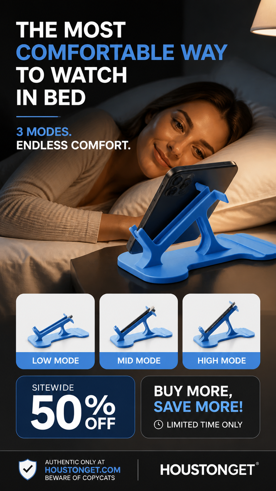🔥 -50% Oggi: Supporto per Telefono Multi-Angolo Compatibile con l’Uso Laterale – Supporto da scrivania regolabile a 3 posizioni, presa stabile e mani libere per letto, divano e ufficio.