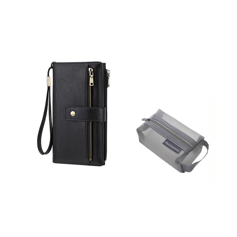 Portafoglio da donna in pelle con blocco RFID