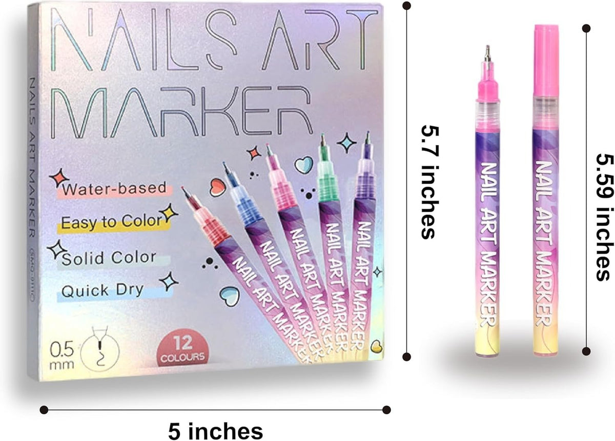 ⏰LAST DAY SPECIAL PRICE: £9.99!!⏳12 Colors Nail Art Pens Set🎨💅