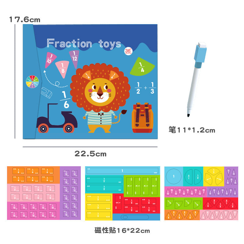 🔥🏅 Ultimo giorno -50%! Libro Magnetico Montessori Puzzle delle Frazioni – 106 pezzi educativi + penna, per imparare giocando a casa!