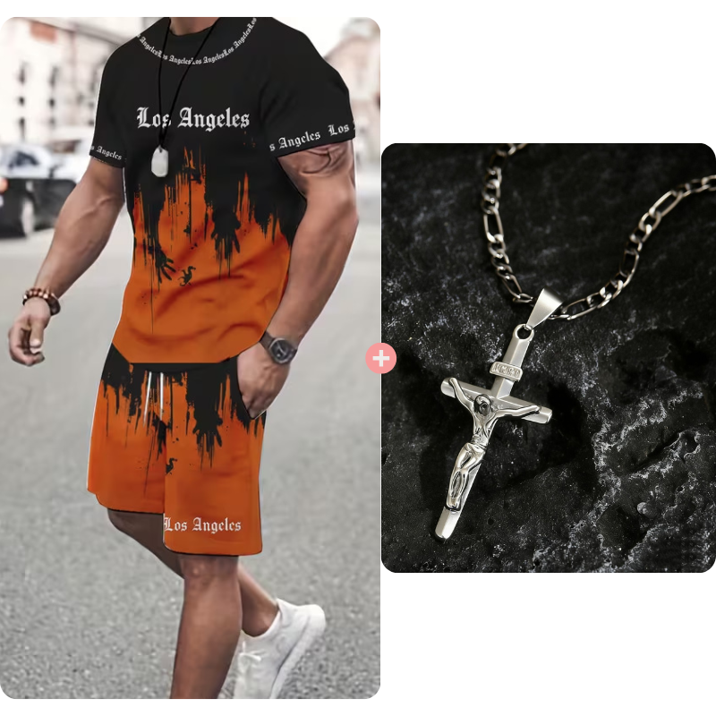 👕 ORA 50% DI SCONTO! 🔥 Set da uomo con T-shirt stampata e shorts – Tessuto morbido, design accattivante e perfetto per le giornate estive ☀️