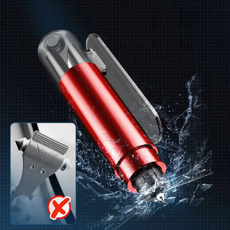 🚨 Martello di emergenza per auto con taglierina per cinture di sicurezza 🔪 | La punta in tungsteno frantuma il vetro stratificato | Compatto 96 mm | Salva vite in caso di ribaltamento e immersione in acqua