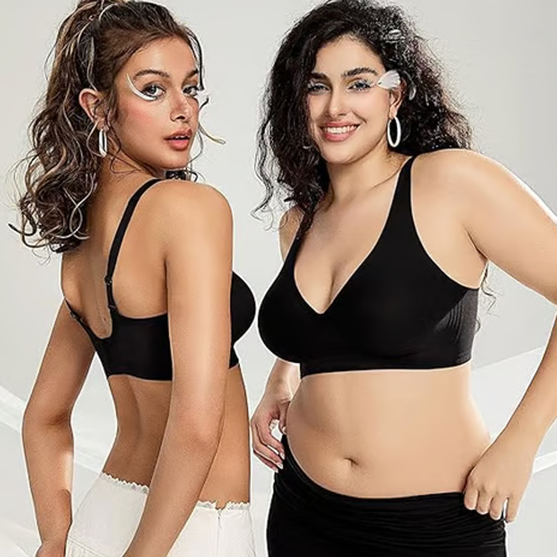 💕 Jelly Wireless Womens Comfortable Wireless Bras Push Up Bralettes Seamless Tshirts Bras Deep V Everyday Bras