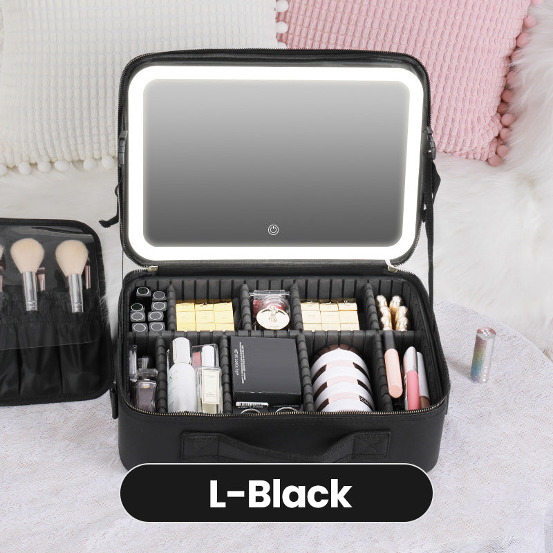 Borsa Trucchi Portatile con Specchio LED Integrato