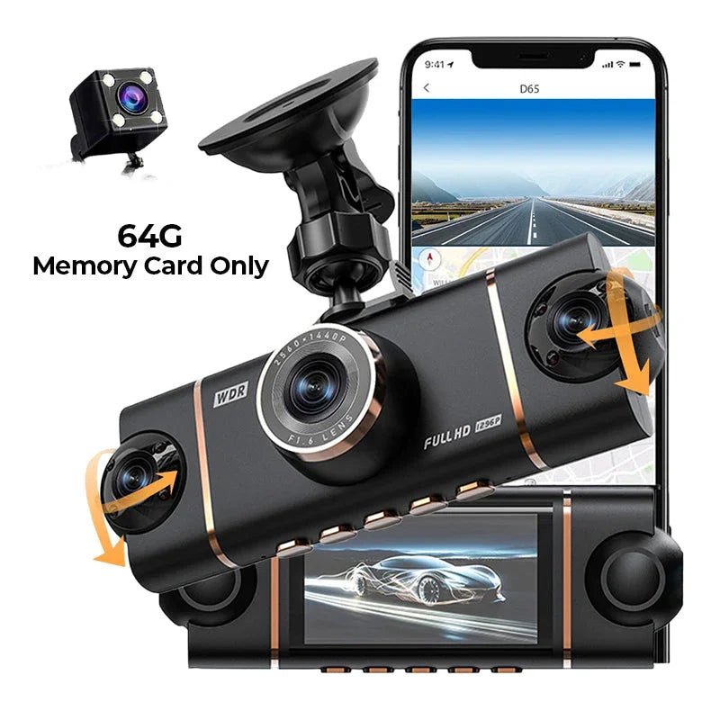 🏆Sconto del 50%!🚗Dashcam HD a 4 canali con registrazione anteriore, interna e posteriore🎥
