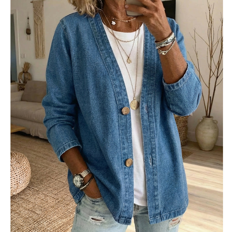 📢📢SCONTO DEL 61%!!!⏰Giacca di jeans classica con bottoni da donna