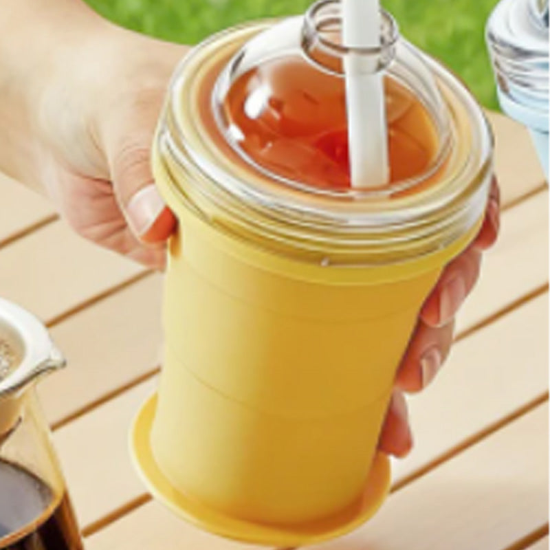 🥤Tazza portatile in silicone! Con cannuccia e stampo per ghiaccio, leggera, pieghevole, ottima per le bevande