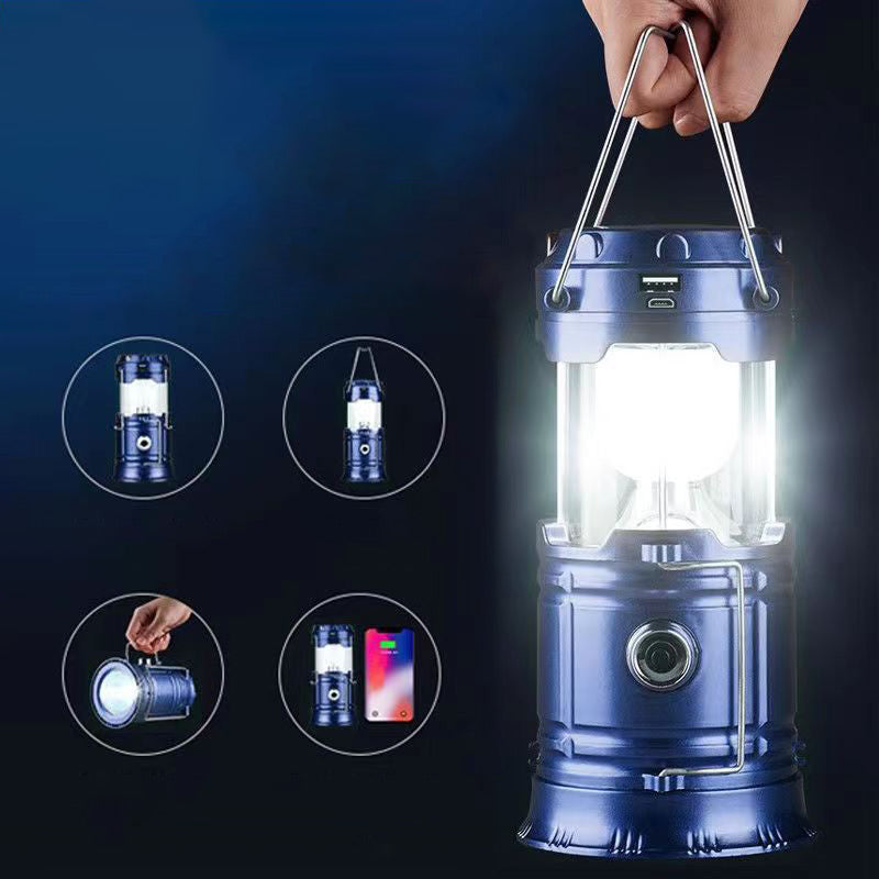 Lampada da campeggio a energia solare con braccio retrattile