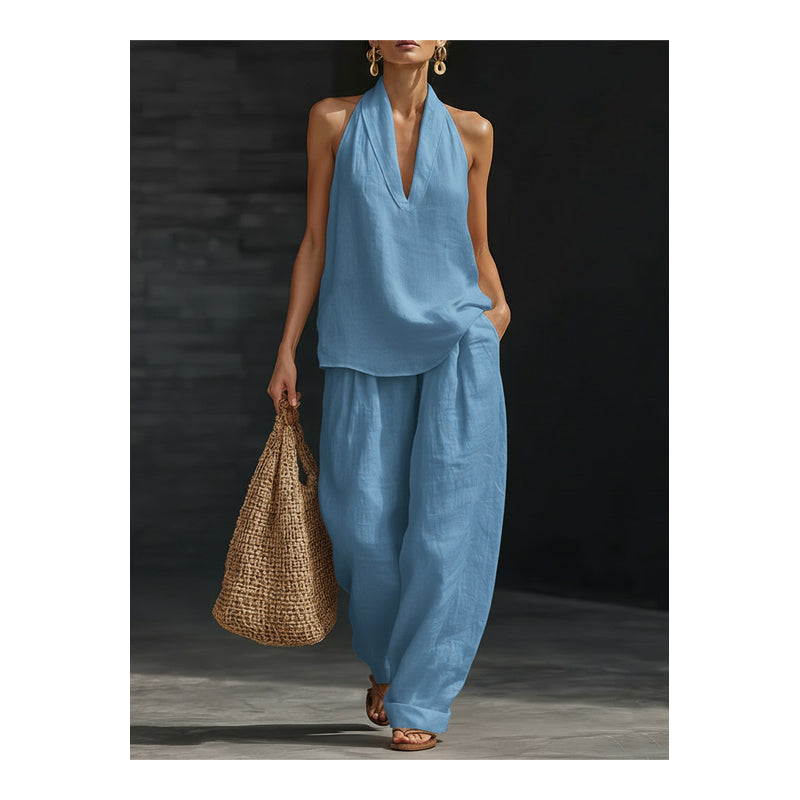 Set due pezzi da donna con scollo all'americana