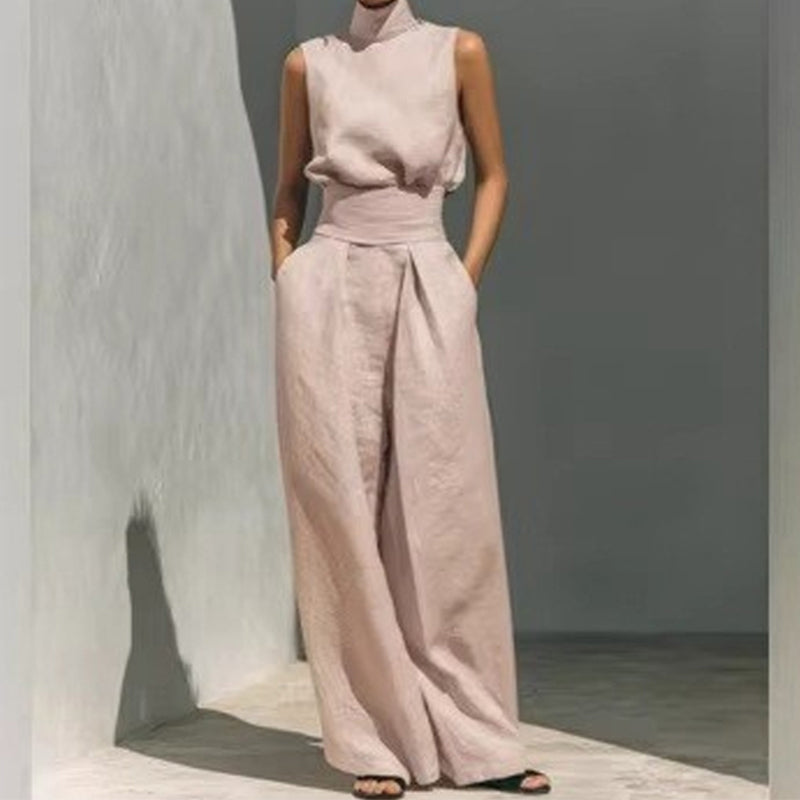 Completo 2 pezzi con top e pantaloni a gamba larga