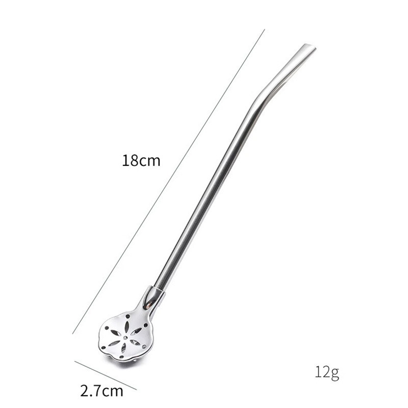 Cannuccia Cucchiaio 2-in-1 in Acciaio Inossidabile 304