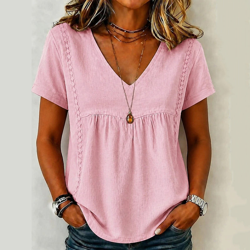 👚✨T-Shirt da Donna con Scollo a V Elegante – Scollatura Valorizzante, Tessuto Morbido & Versatile – Perfetto per Tutti i Giorni, Ufficio & Tempo Libero – Facile da Abbinare