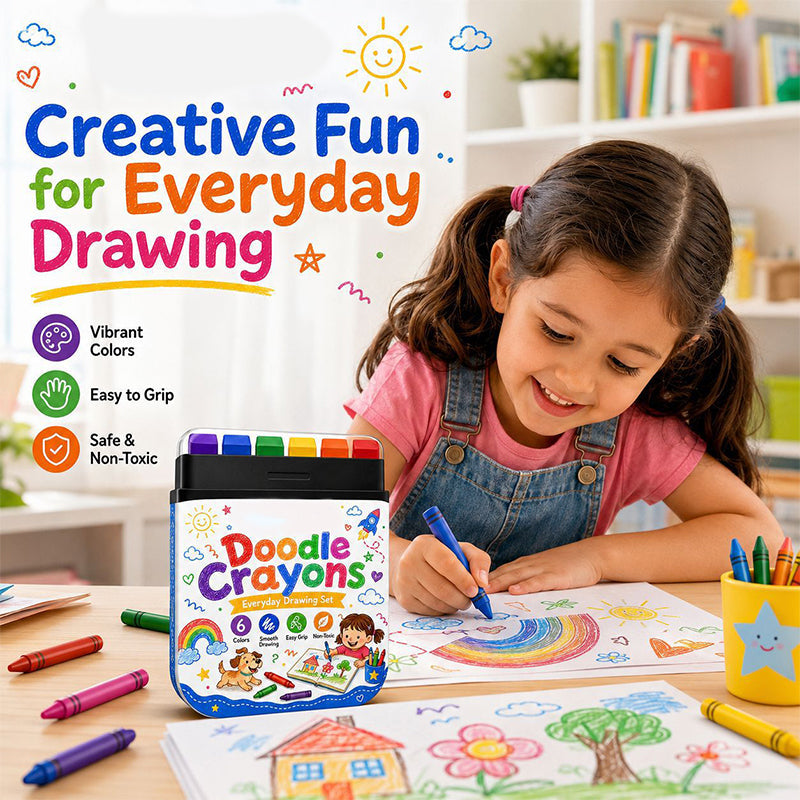 Set di 6 Pastelli Cancellabili per Scarabocchiare (Sicuri per Bambini Piccoli)