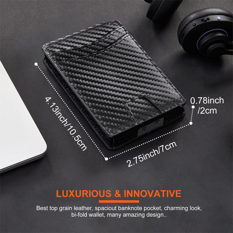 Portacarte Magnetico da Uomo con Protezione RFID/NFC – Design Bifold Classico, Chiusura Magnetica