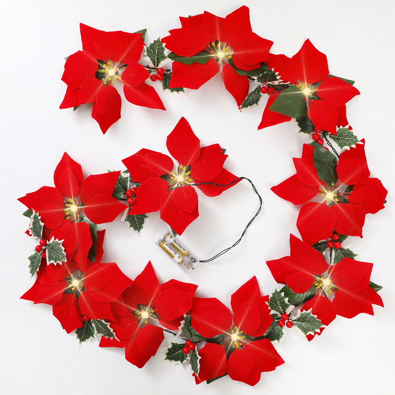 ❄️Summerfresh 50% OFF!🎄Ghirlanda di Natale con Stelle di Natale Luminose – Calore Festivo Senza Presa a Muro