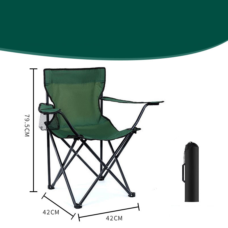 Sedia da Campeggio Pieghevole Portatile con Portabicchiere