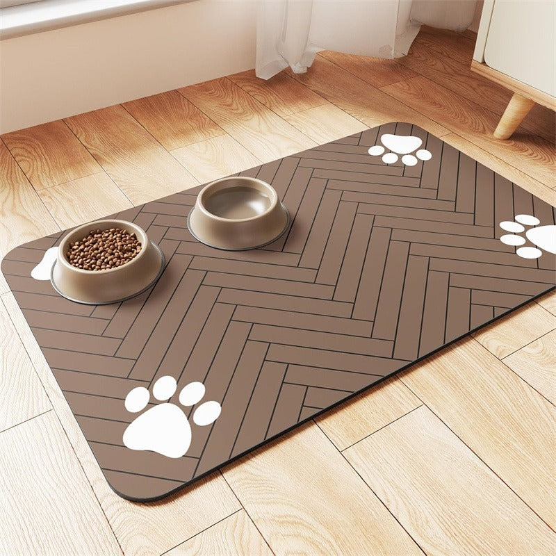 🐾Tappetino per Ciotole in Diatomea per Cani & Gatti – Antiscivolo, Assorbente, Facile da Pulire, 4 Misure (20x30-50x60cm), 17 Design – Protegge il Pavimento da Schizzi & Briciole 🍽️💧
