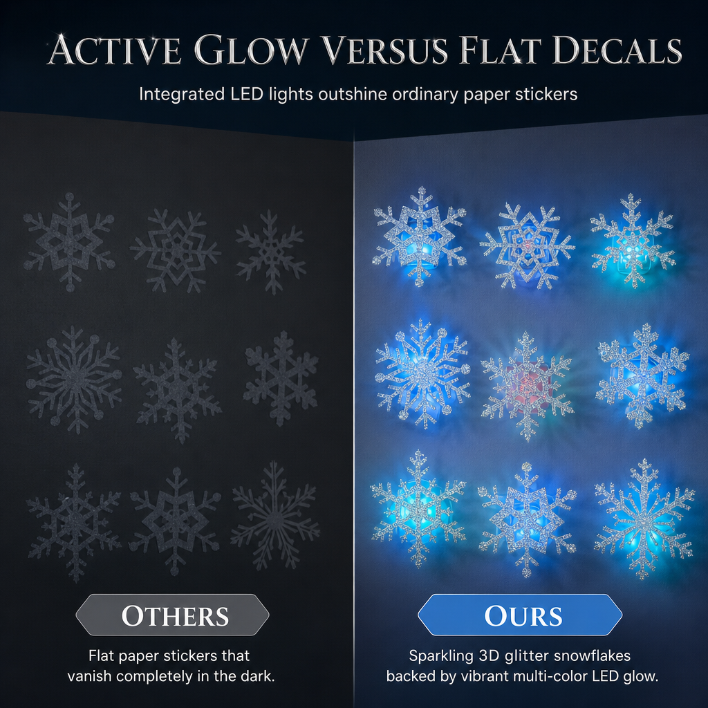 Adesivi murali luminosi a fiocco di neve per decorazioni natalizie