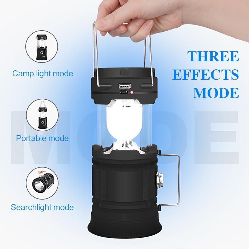 ⏰SCONTO DEL 50% ORA🏕️🔥Lanterna da campeggio retrattile 3-in-1✨Luce bianca, effetto fiamma tremolante e torcia; ricarica solare e USB. Ideale per attività all'aperto, emergenze, escursionismo, pesca e uso in tenda.