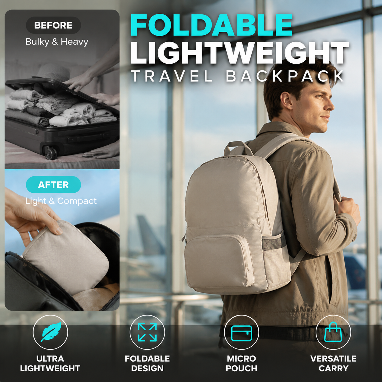 🎒Zaino da viaggio pieghevole e leggero⭐🔥