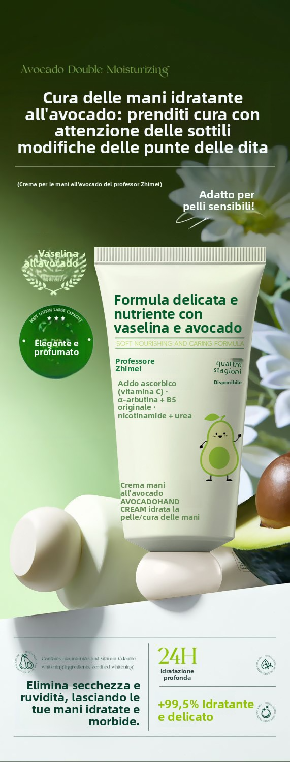 🥳2026 BEST-SELLER｜OLTRE 50K VENDUTI🔥50% DI SCONTO 🥑🧴Crema Mani all'Avocado e Vaselina｜Idratazione 48 Ore, Lenitiva e Schiarente, Delicata per Pelli Sensibili, Confezione Convenienza Compra 1 e Ricevi 3✨
