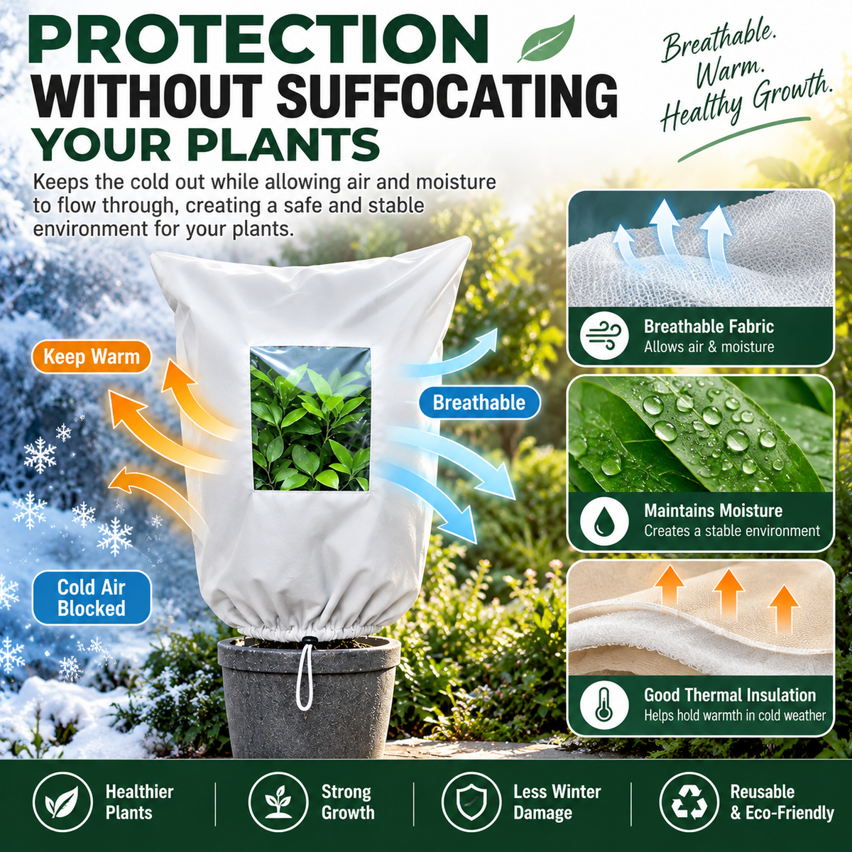 ⏳ Offerta a tempo limitato ⏰ Essenziale per il giardino d’inverno – Copertura antigelo per piante, traspirante e riutilizzabile per arbusti, piante in vaso e giovani alberi ❄️🌿