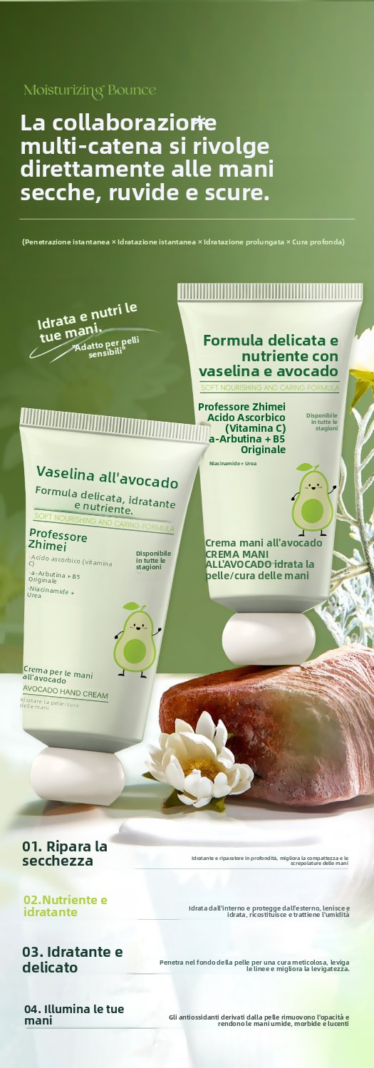 🥳2026 BEST-SELLER｜OLTRE 50K VENDUTI🔥50% DI SCONTO 🥑🧴Crema Mani all'Avocado e Vaselina｜Idratazione 48 Ore, Lenitiva e Schiarente, Delicata per Pelli Sensibili, Confezione Convenienza Compra 1 e Ricevi 3✨