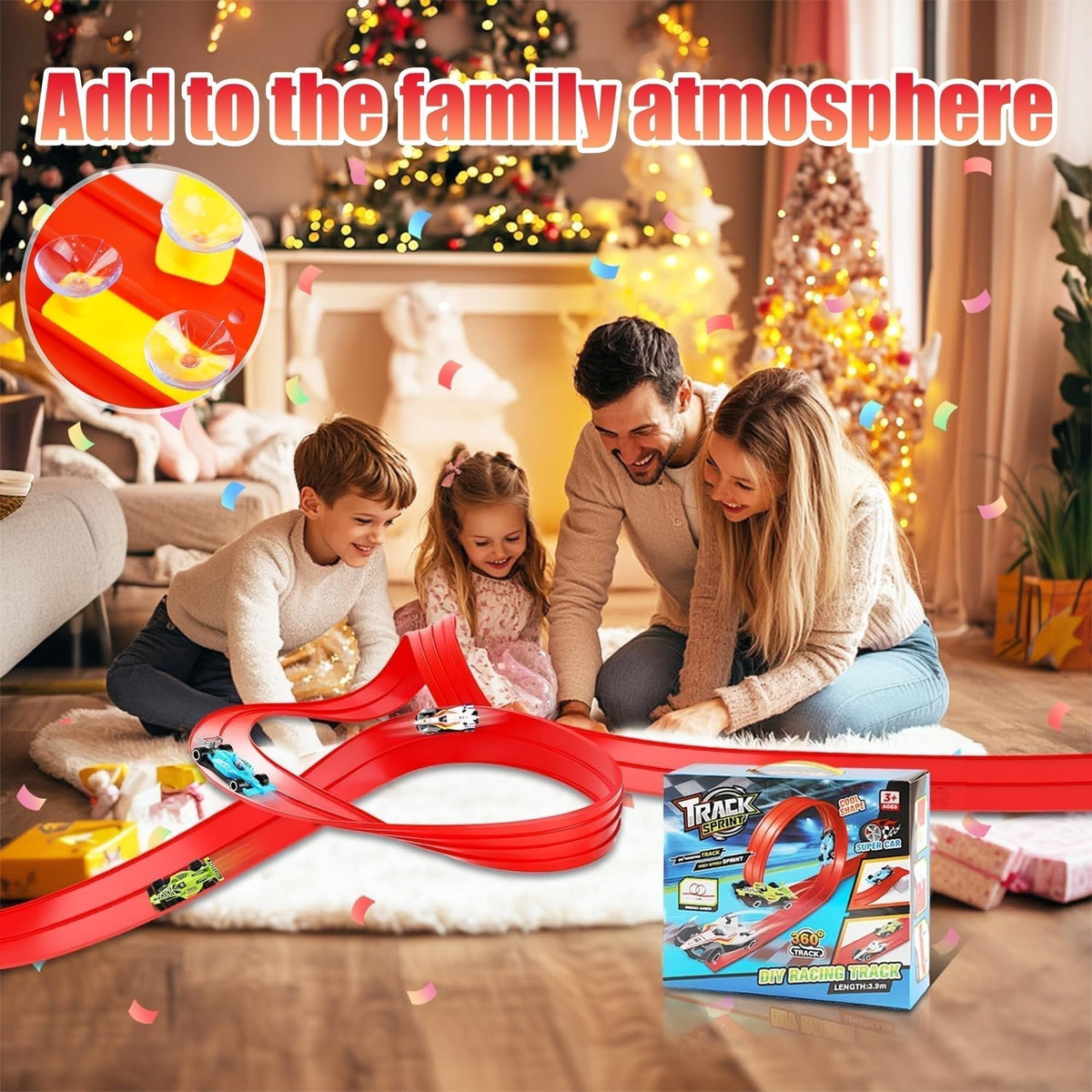 🏎️✨ Set pista da corsa flessibile per bambini – Dì Addio ai percorsi rigidi e monotoni! 🚫 Senza attrezzi, si attacca con ventose, arrotolabile per riporre, con macchinine in lega 🧸