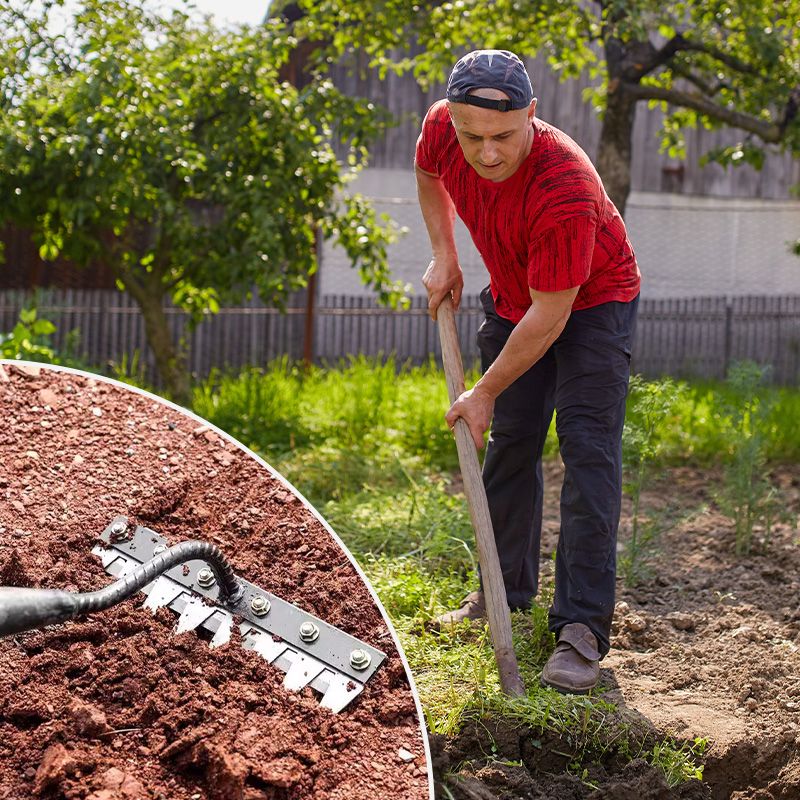 🚨 STANCO DI DISERBARE A MANO? 🚨 Dì addio al mal di schiena e alle erbacce ostinate con il nostro rastrello per diserbo in acciaio al carbonio per impieghi gravosi! 🌿🔧