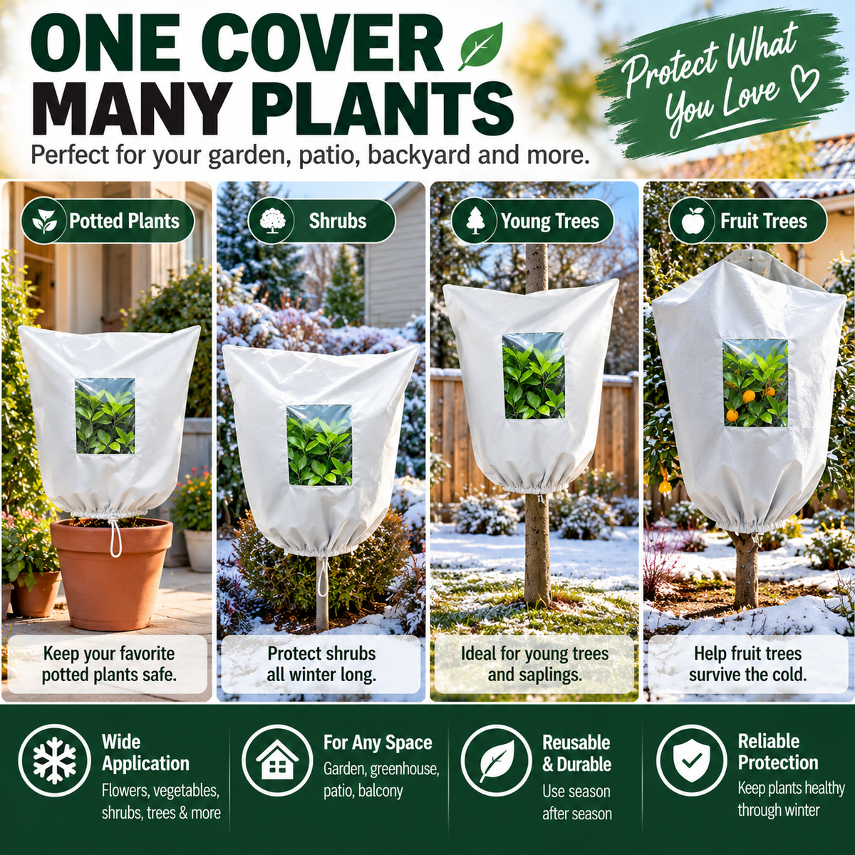 ⏳ Offerta a tempo limitato ⏰ Essenziale per il giardino d’inverno – Copertura antigelo per piante, traspirante e riutilizzabile per arbusti, piante in vaso e giovani alberi ❄️🌿