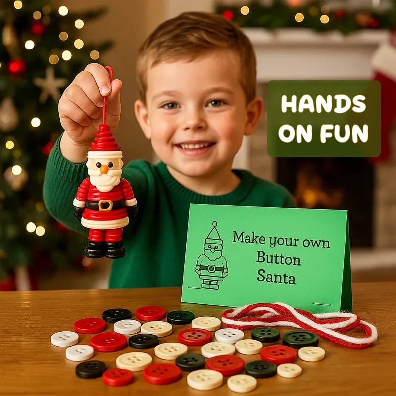 Set Fai-da-Te per Creare Decorazioni di Natale con i Bottoni