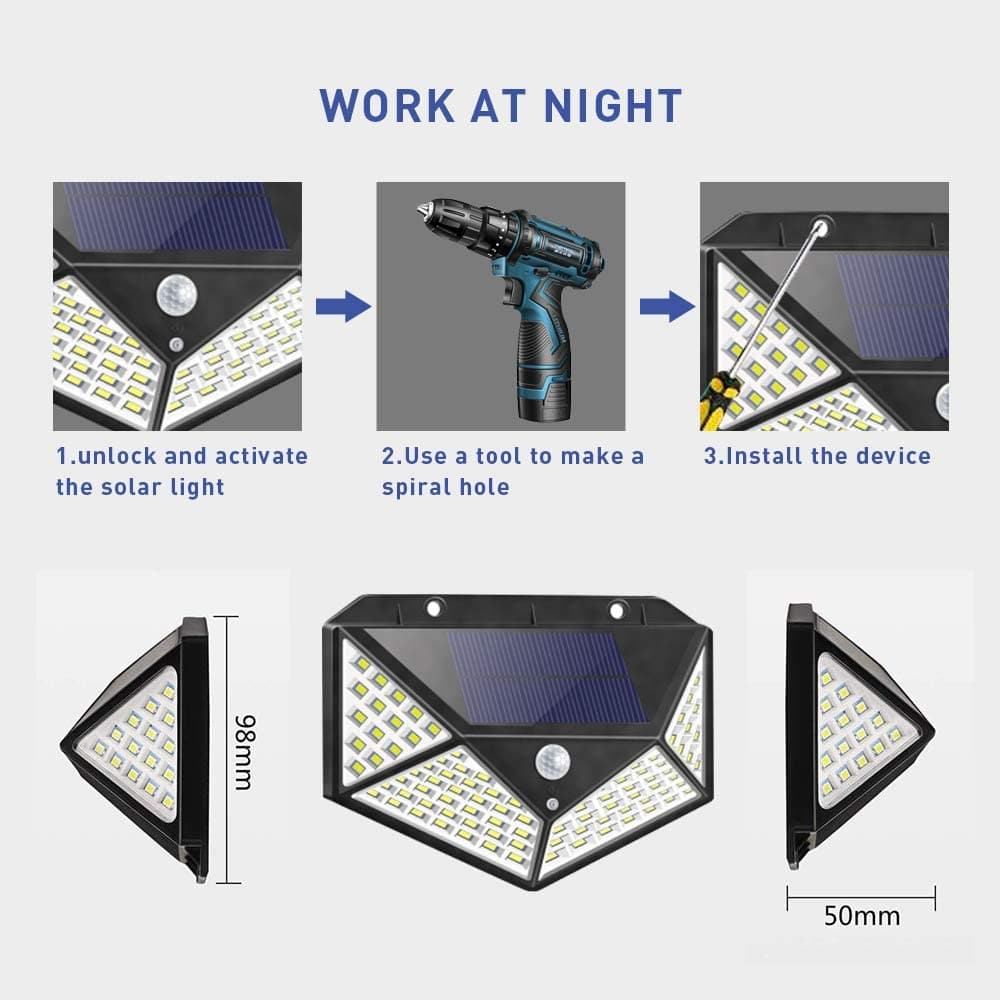 🥳2026 BESTSELLER✨Lampada solare da parete con sensore di movimento☀️140 LED ultra luminosi, sensore 120°, rileva movimenti da 3-10m. IP65 impermeabile, senza cavi, installazione semplice.