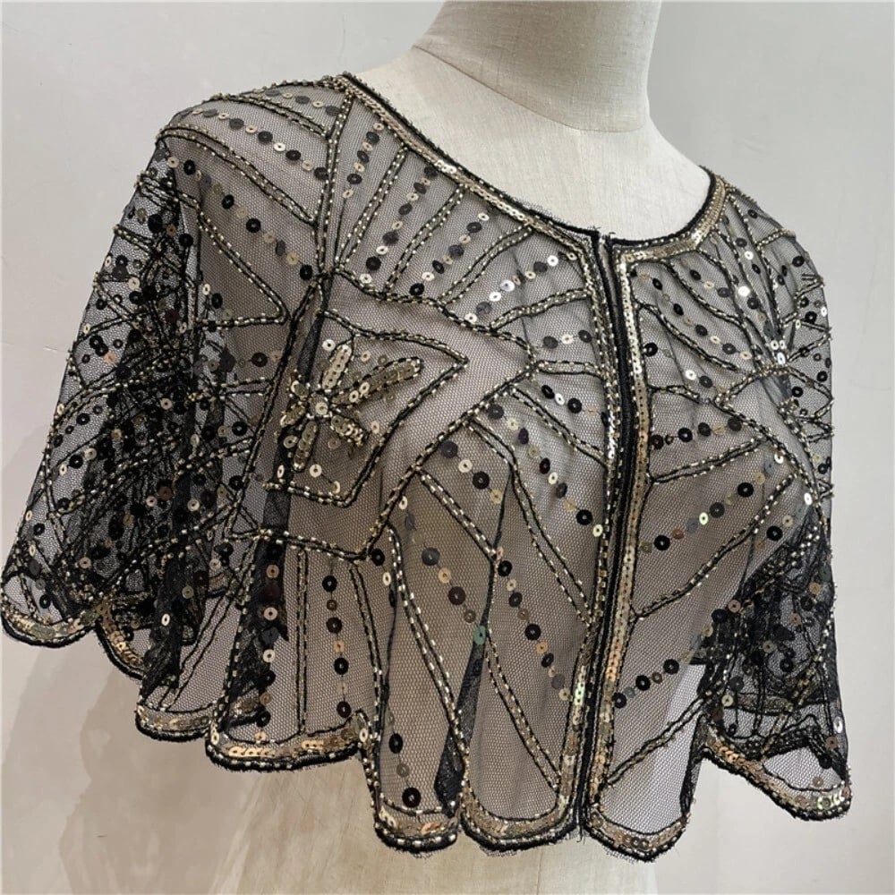 Stola di pizzo vintage con perline