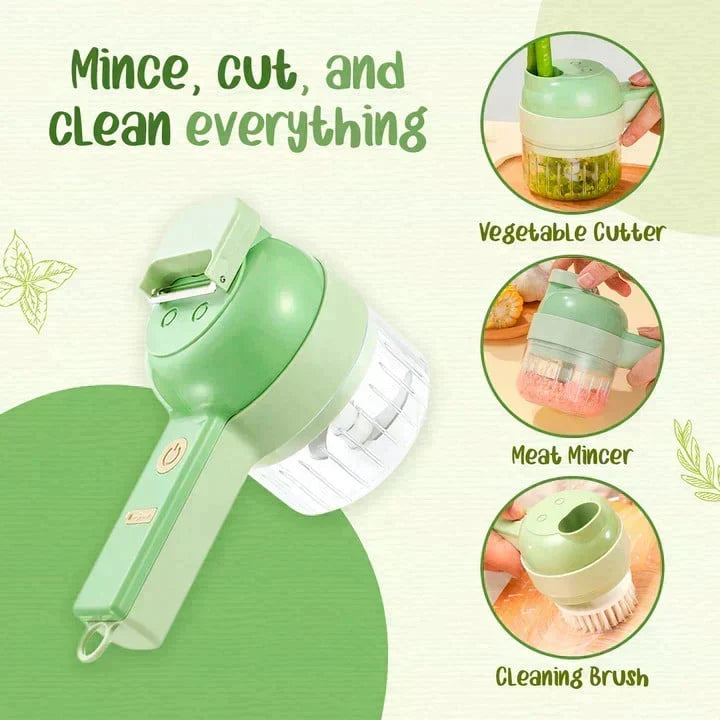 🥳2026 BESTSELLER✨Set tagliaverdure elettrico portatile 5 in 1🥕Affetta, trita e sminuzza in pochi secondi. Ricaricabile, design compatto, lame multiple intercambiabili.