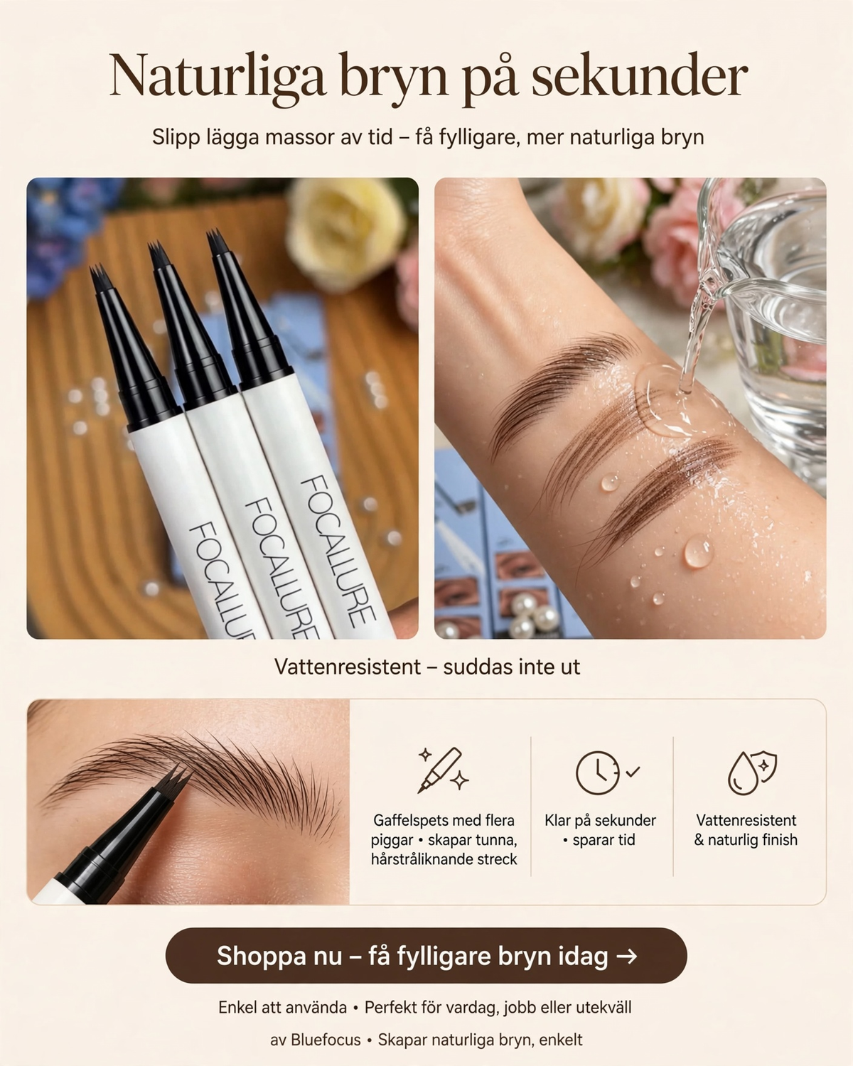 🔥Köp 1 få 1 gratis🔥! ✨ 🖋️Microblading-Ögonbrynspenna med Fyruddig Spets – Naturliga, Hårfina Linjer