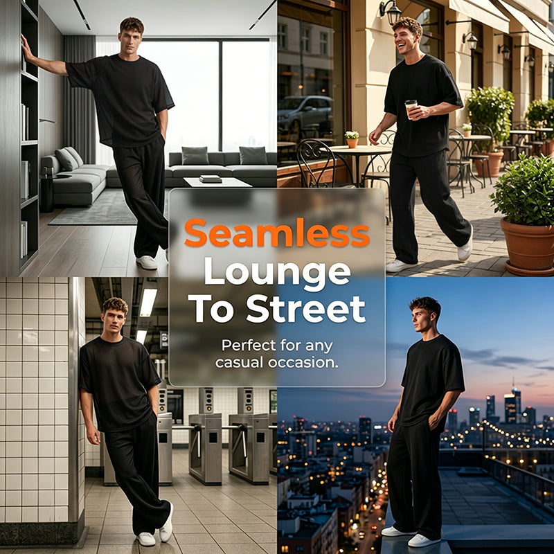 👔Set da uomo composto da maglietta e pantaloni a gamba larga