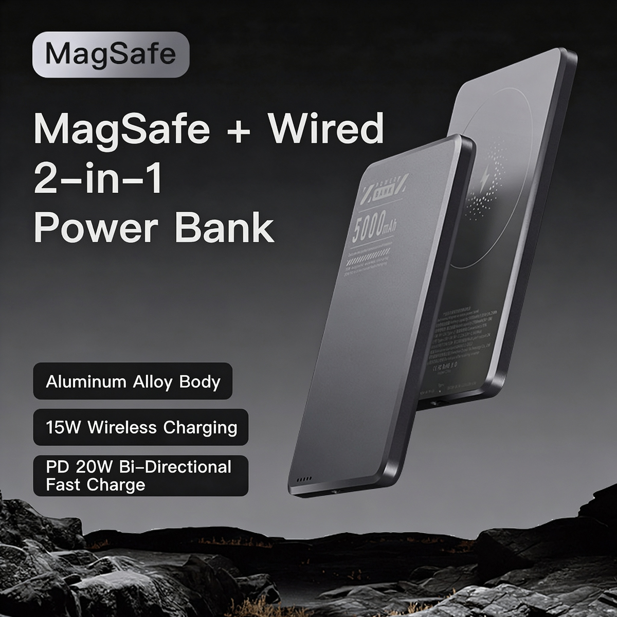 ⚡Power Bank Magnetico Slim✨Batteria esterna wireless 15W + PD 20W. Corpo in metallo con display LED, ricarica rapida. Compatibile con iPhone, Watch e auricolari. Leggero e compatto, ricarica i tuoi dispositivi ovunque ti trovi!