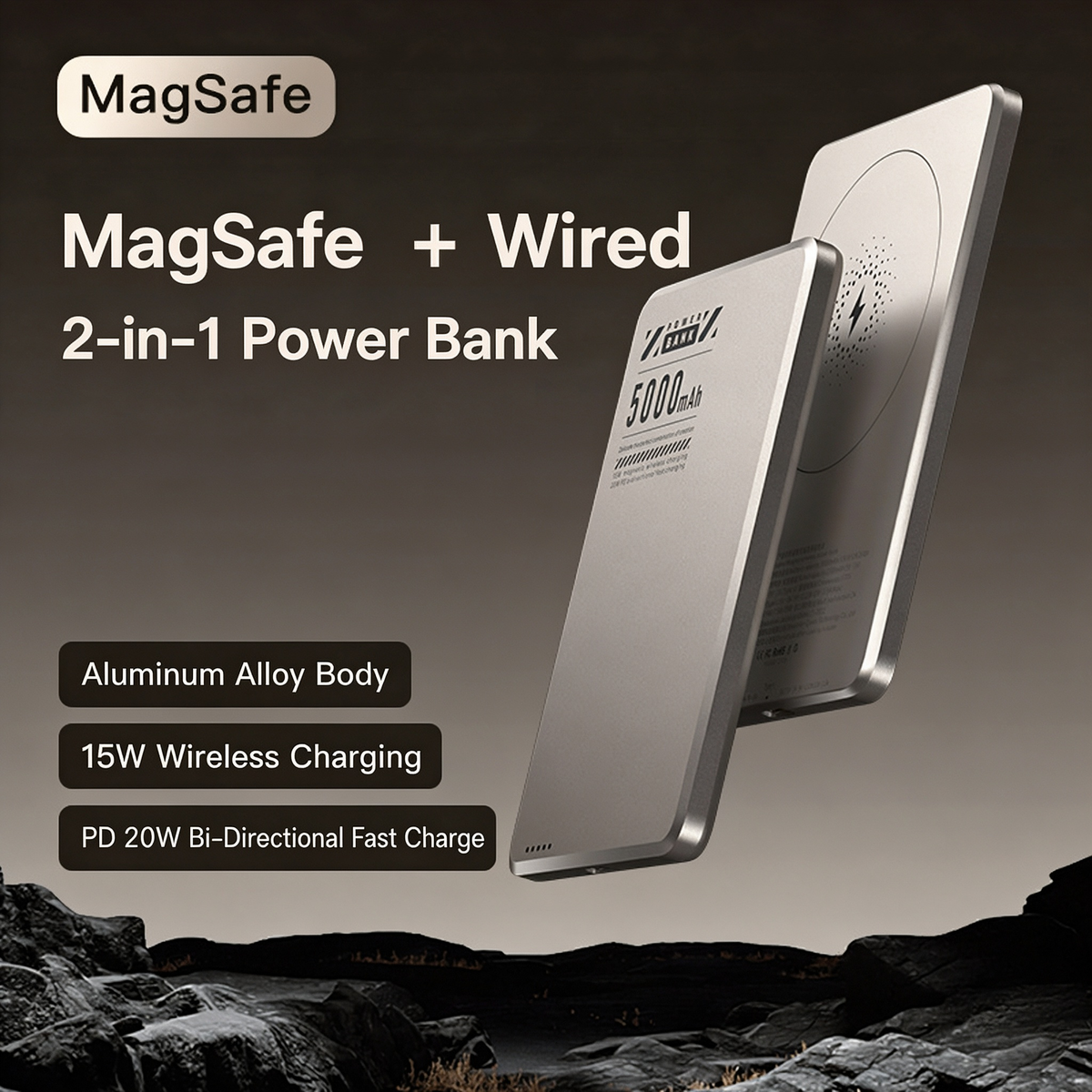⚡Power Bank Magnetico Slim✨Batteria esterna wireless 15W + PD 20W. Corpo in metallo con display LED, ricarica rapida. Compatibile con iPhone, Watch e auricolari. Leggero e compatto, ricarica i tuoi dispositivi ovunque ti trovi!