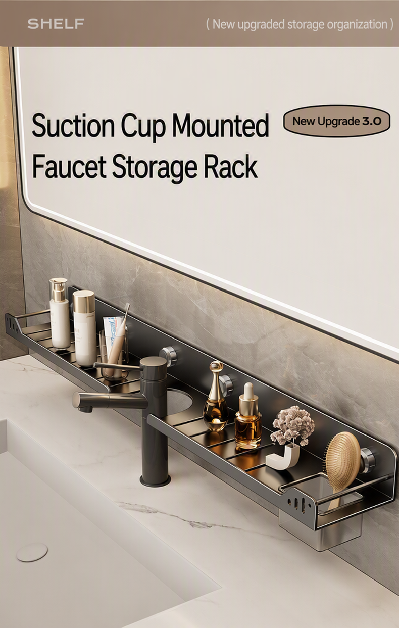 🥳2026 NUOVO ARRIVO🥳💞50K+ VENDUTI!🔥50% DI SCONTO! 🛁🧺 Mensola da Bagno Senza Foratura Montata a Parete — Fissaggio a Manopola Rotante, Tenuta Stabile, Facile Installazione ✨