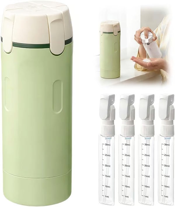 🧴 50% DI SCONTO! ✨ Set Flaconi da Viaggio 4-in-1 Ricaricabili – Senza Perdite, Compatti & Organizzati ✈️