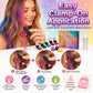🌈 Set di gessetti colorati temporanei per capelli – 12 colori, facile applicazione a clip, si lava con lo shampoo. Perfetto per feste e cosplay! ✨🎉
