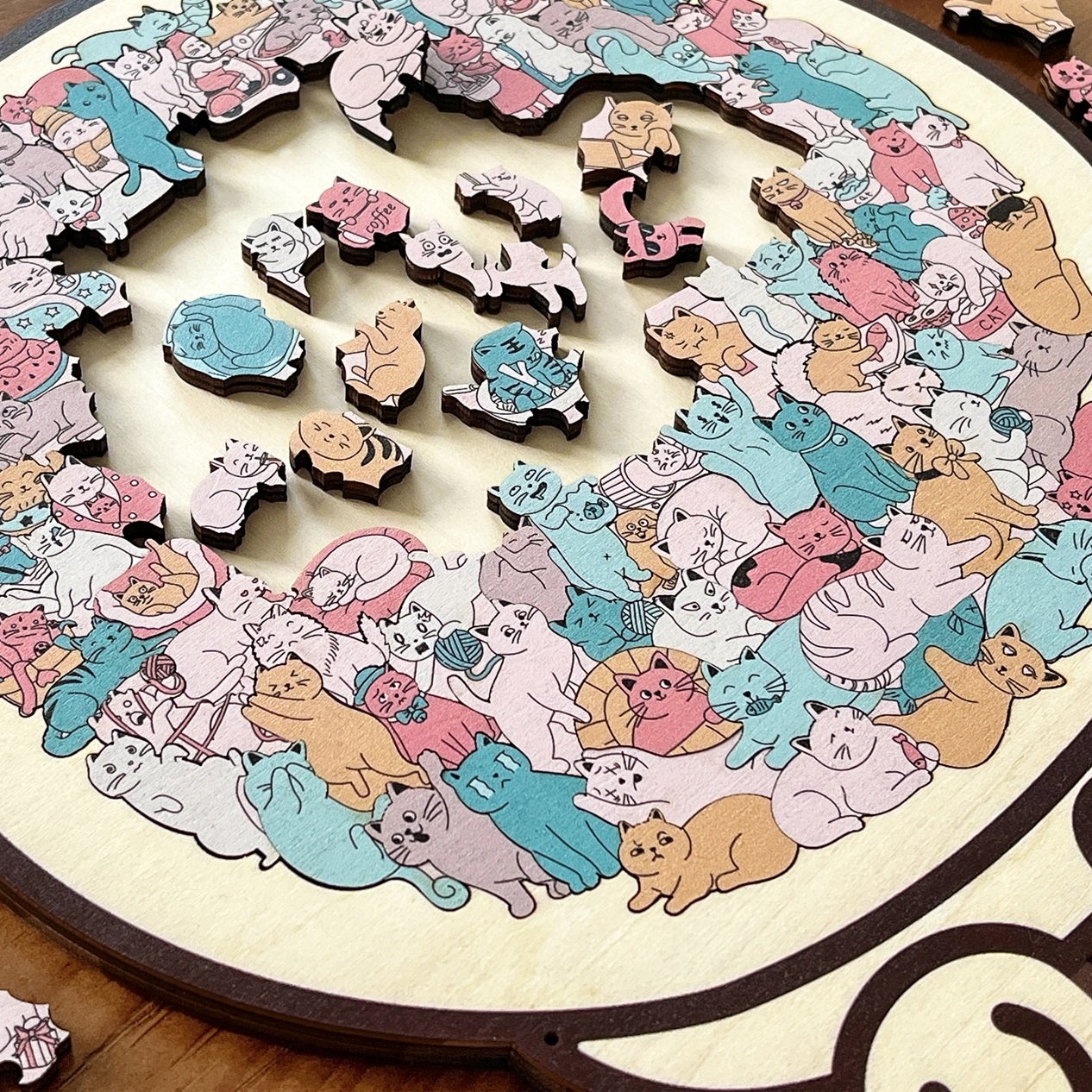 🎅Saldi natalizi 50% DI SCONTO🐱Puzzle in legno a forma di gatto in colori Morandi, 135 pezzi🎁