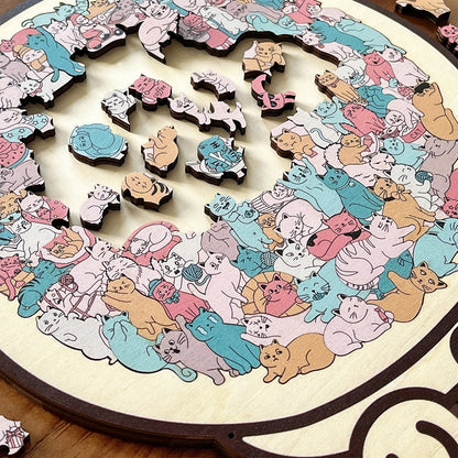 🎅Saldi natalizi 50% DI SCONTO🐱Puzzle in legno a forma di gatto in colori Morandi, 135 pezzi🎁