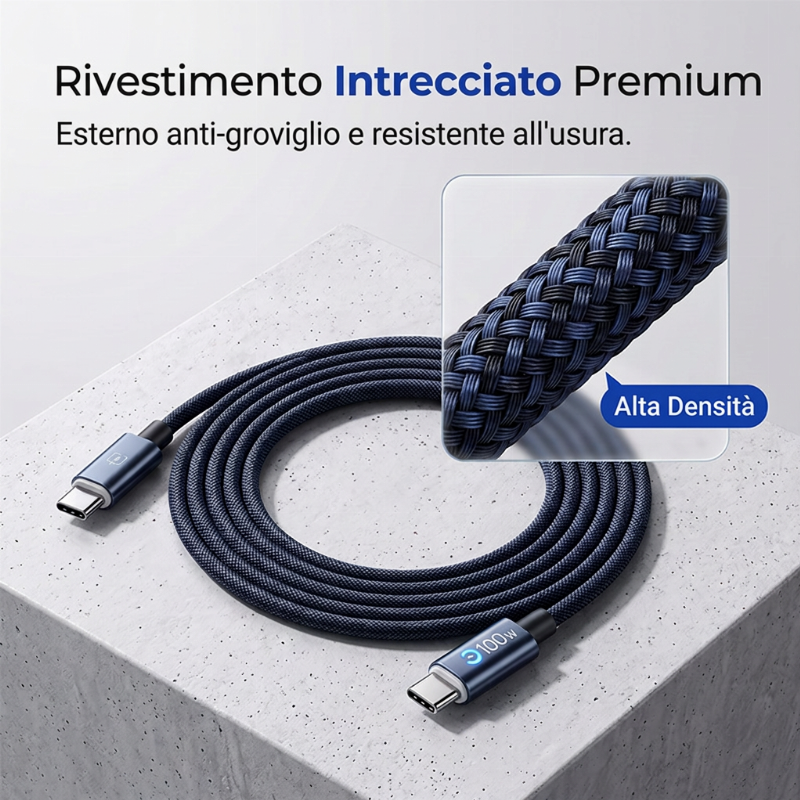 ⚡✨ Cavo ricarica rapida 100W Type-C – Dì Addio a Ricariche Lente e Cavi Facili a Rompersi! 🚫 Chip E-Marker intelligente, treccia rinforzata e compatibilità universale 💻
