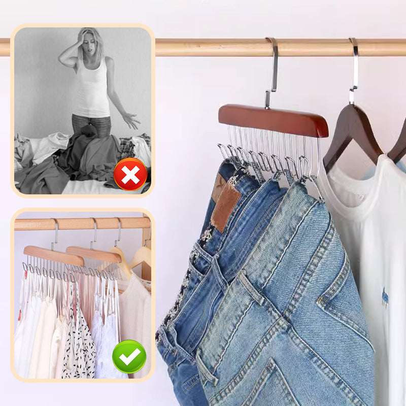 Appendiabiti in Legno per Cinture con 8 Ganci per Armadio