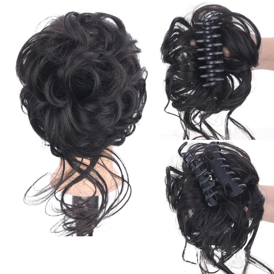 Posticcio per capelli raccolti in uno chignon disordinato, posticcio per capelli ricci e mossi raccolti in una coda di cavallo da indossare tutti i giorni