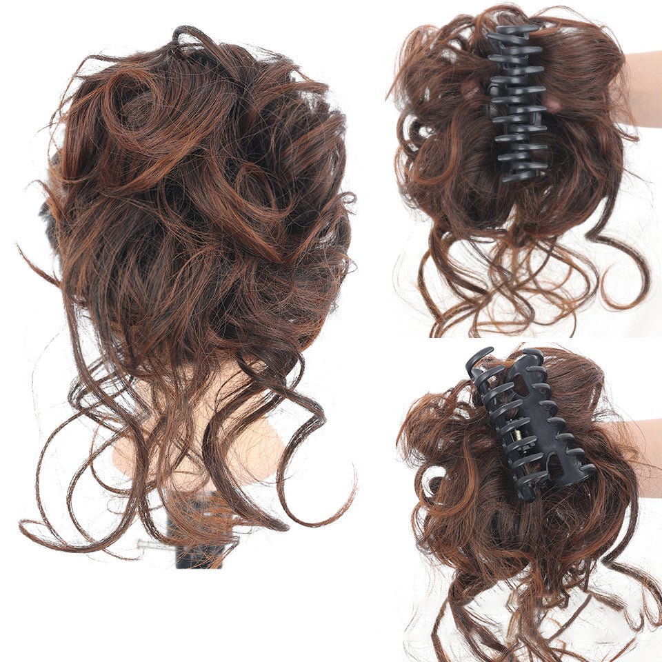 Posticcio per capelli raccolti in uno chignon disordinato, posticcio per capelli ricci e mossi raccolti in una coda di cavallo da indossare tutti i giorni
